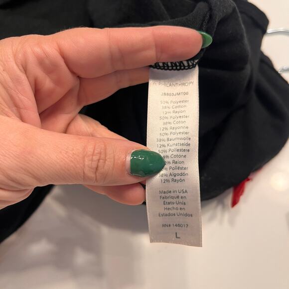 N:philanthropy Black Jersey Short Sleeves V Neck Space Jumpsuit Size Large - Picture 7 of 11